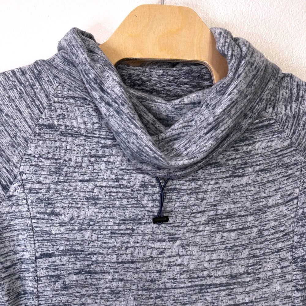 Soft Surroundings Women's L Blue Space Dye Cowl Neck Pullover Top Gorpcore Gym - Picture 4 of 8